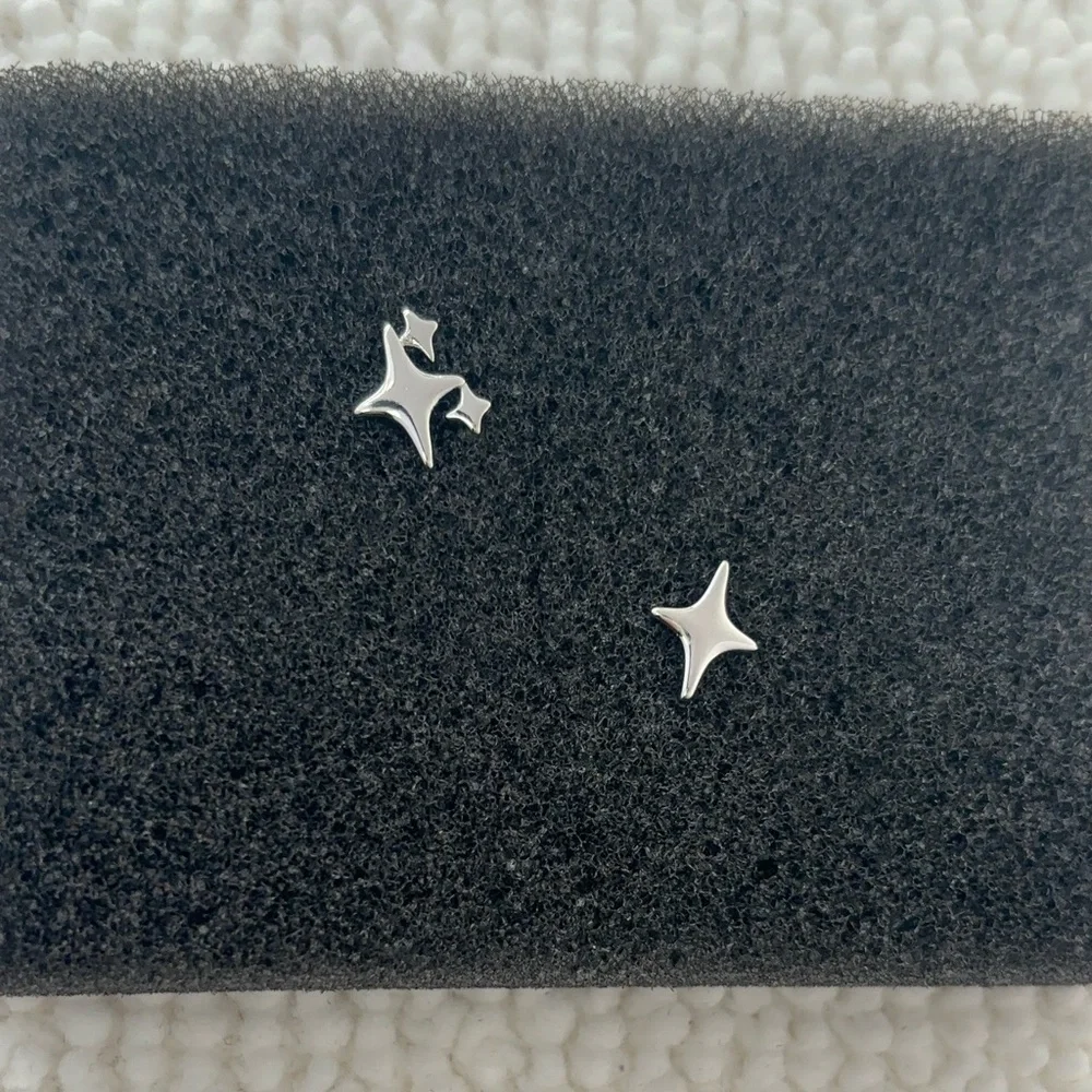 Asymmetry Small Star Stud Earrings for Men Women,Streetwear Unisex Earrings